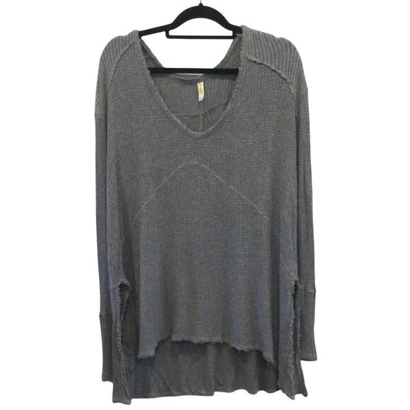 Free People Drippy Thermal womens M Sunset Park Gray boho gorpcore oversized - Picture 2 of 8